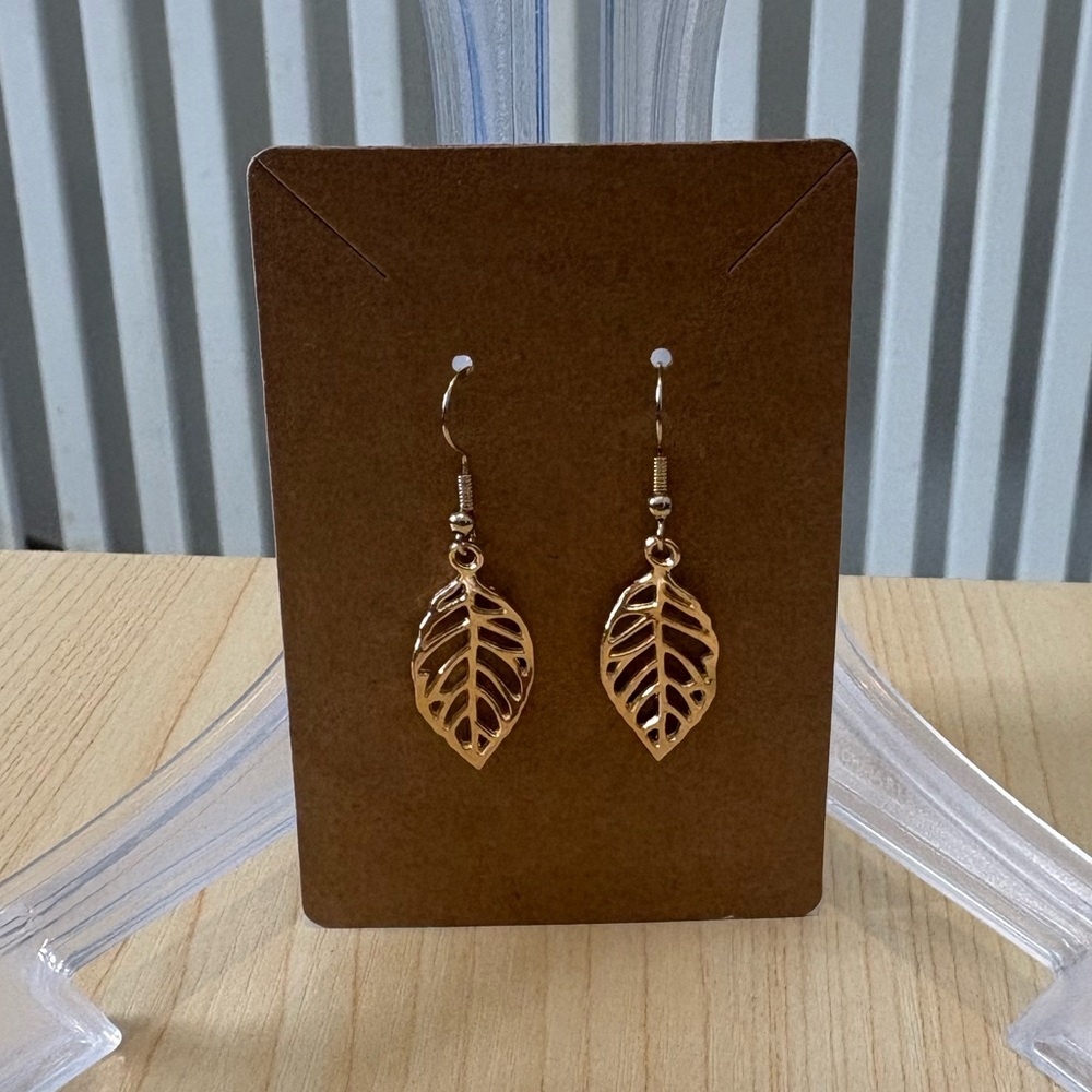 Hand Crafted Gold Leaf Dangle Earrings